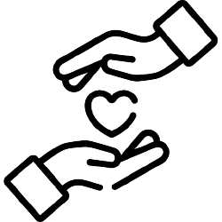 An icon of hands sharing a heart