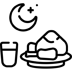 an icon of a small meal under the crescent moon